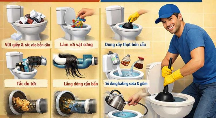 Nguyên nhân bồn cầu bị tắc và cách xử lý hiệu quả tại nhà